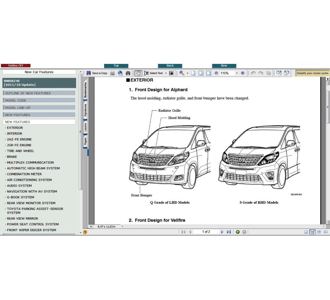 Toyota Alphard / Vellfire 2008 - 2014 service & repair manual